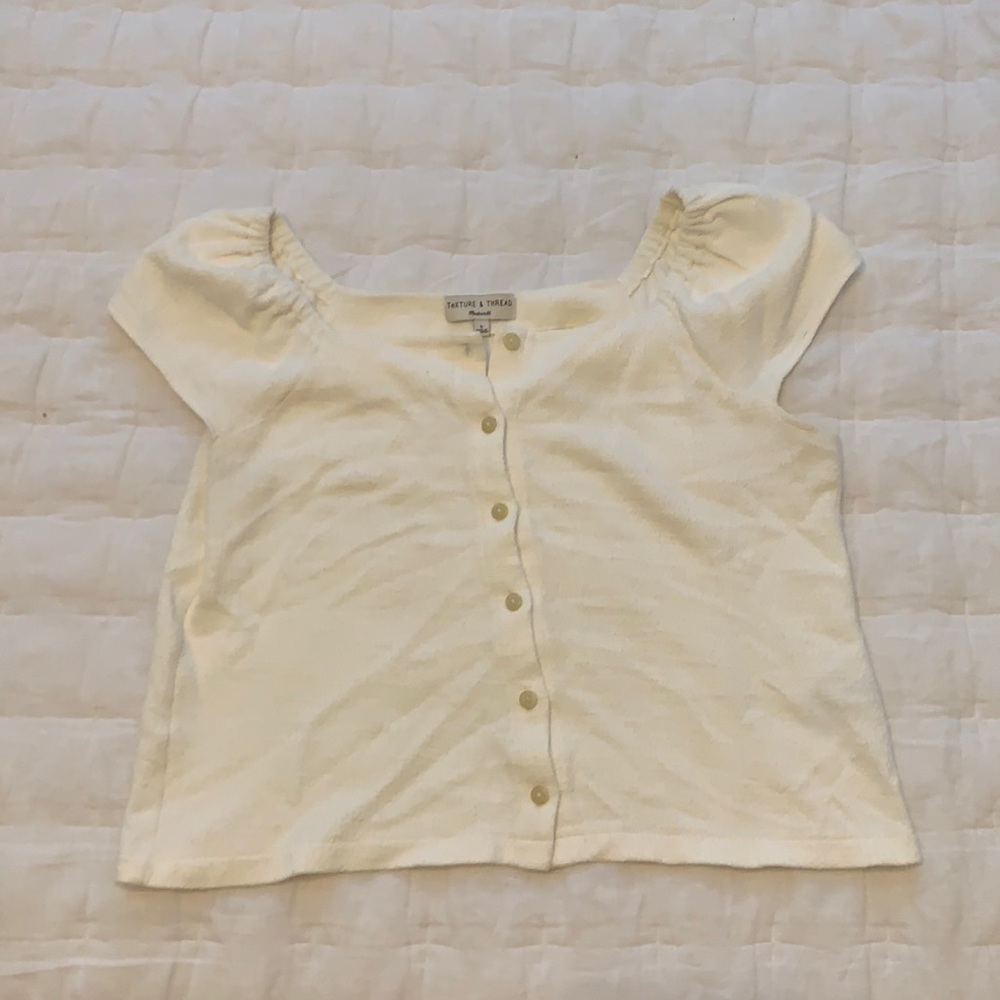 Madewell Cream Button Top. Large.